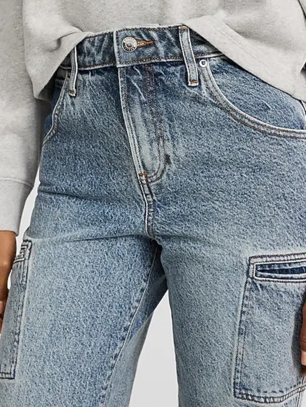 Express High-Rise Light Blue Cargo Jeans